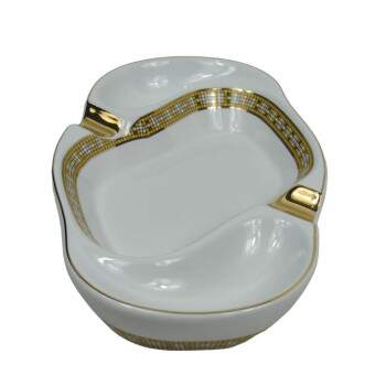 Cinzeiro para Charuto Branco e Dourado Resina para 2 AP 1718