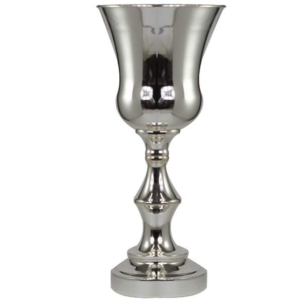 Vaso alto taça metal G prata brilho
