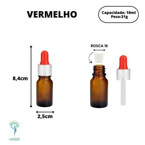 Frasco Vidro mbar de 10ml Conta Gotas Tampa de Luxo Bulbo de Silicone e Cnula de Vidro