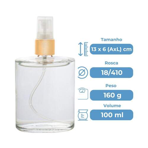 Frasco de Perfume Vidro Caf 100ml Rosca 18/410 com Vlvula Spray Luxo
