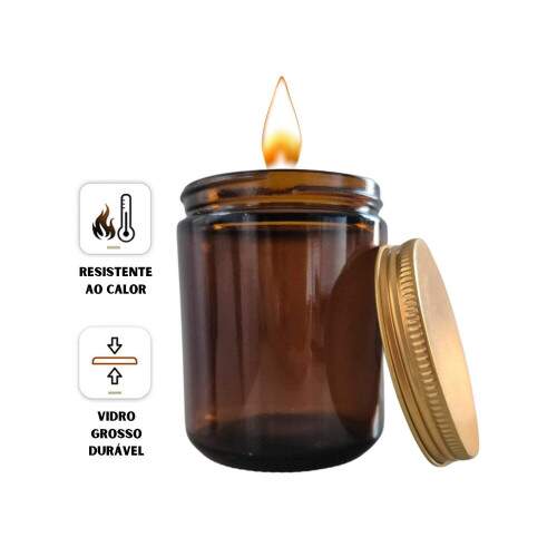 Copo Vela Vidro mbar 230ml com Tampa Dourada
