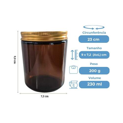 Copo Vela Vidro mbar 230ml com Tampa Dourada
