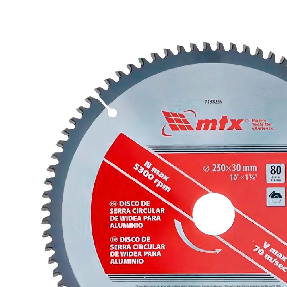 Disco de Serra Circular Com Videa p/ Aluminio MTX - 10´´ - 80
