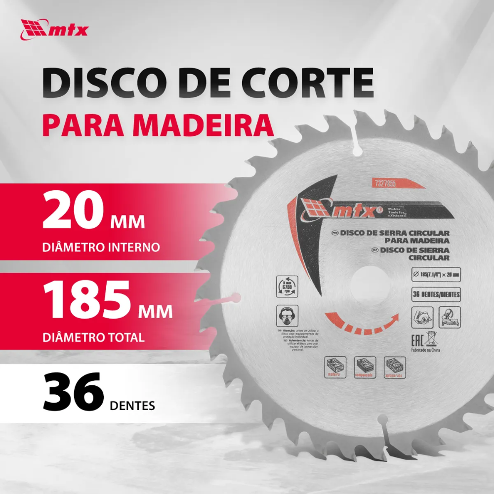 Disco de Serra Circular Com Videa MTX - 7.1/4´´ - 48 Dentes - Cod