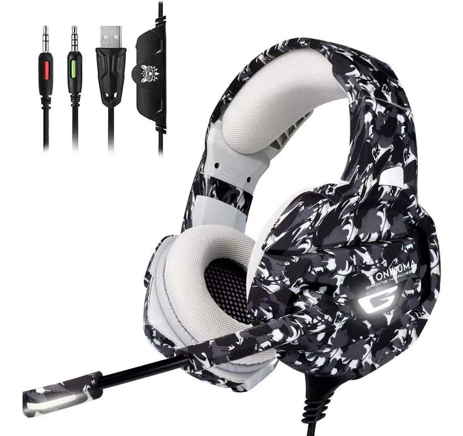 Fone ouvido headset gamer profissional camuflado onikuma k5 clearance