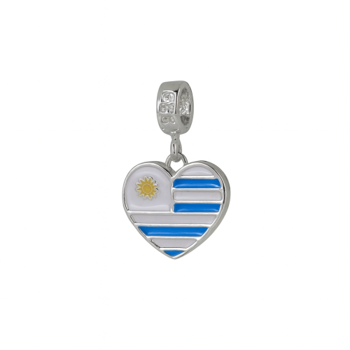 Berloque Prata Pendurado - Corao Uruguai
