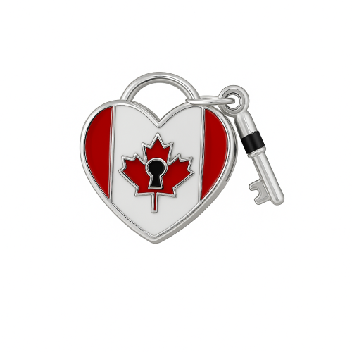 Berloque Prata Separador - Corao com Chave Canad