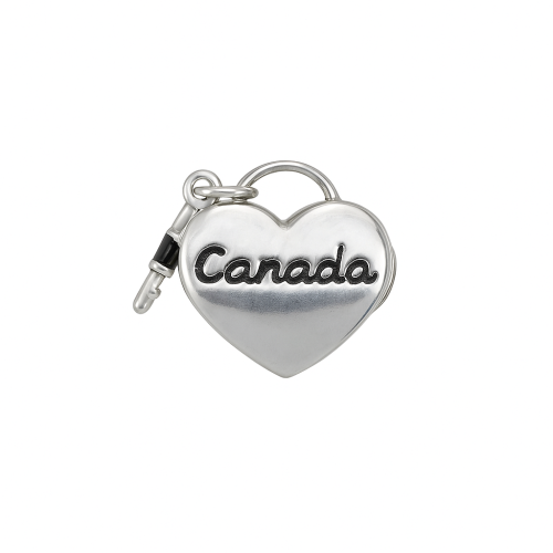 Berloque Prata Separador - Corao com Chave Canad