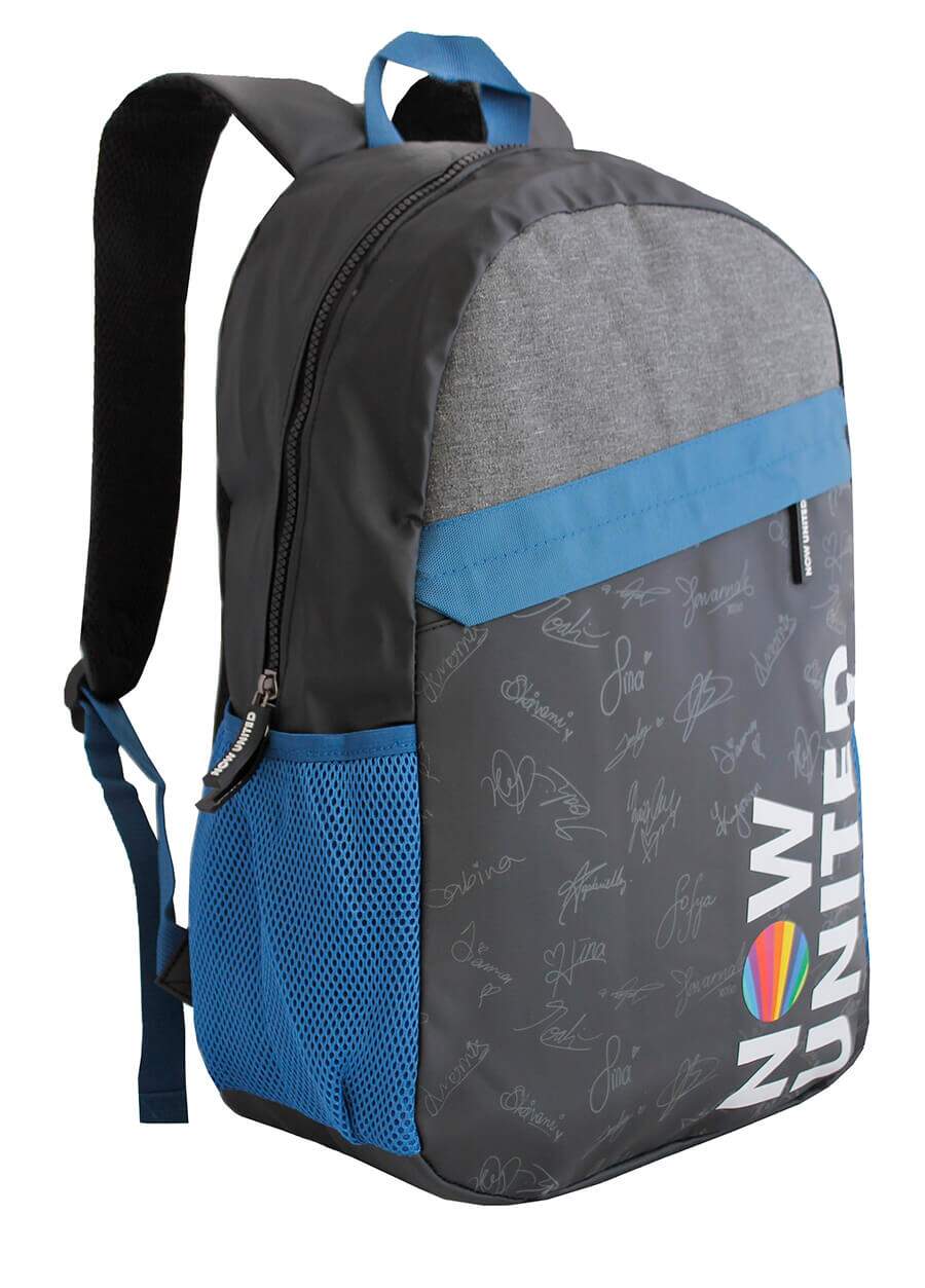 Mochila Now United Original P/ Notebook - Zíper Preto Bolso Azul