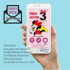 Convite digital interativo Minie rosa