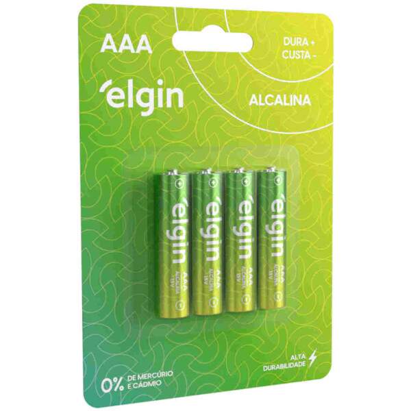 Pilha Alcalina AAA 1.5v Elgin Cartela com 4 unidades