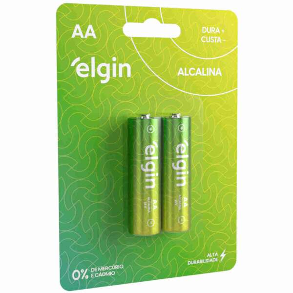 Pilha Alcalina AA 1.5v Elgin Cartela com 2 unidades