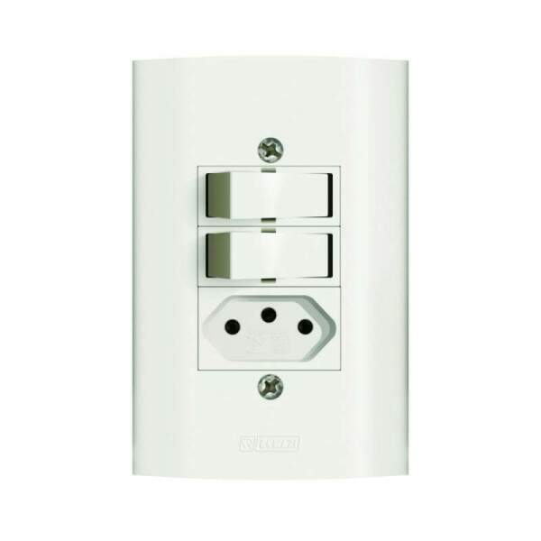 Interruptor Duplo com Tomada Romazi Dunas 2P+T Simples 10A 4x2\\\"