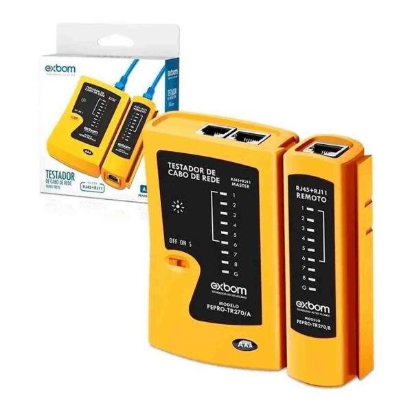 Testador de Cabos Lan RJ-11 e RJ-45 Exbom - FEPRO-TR-270