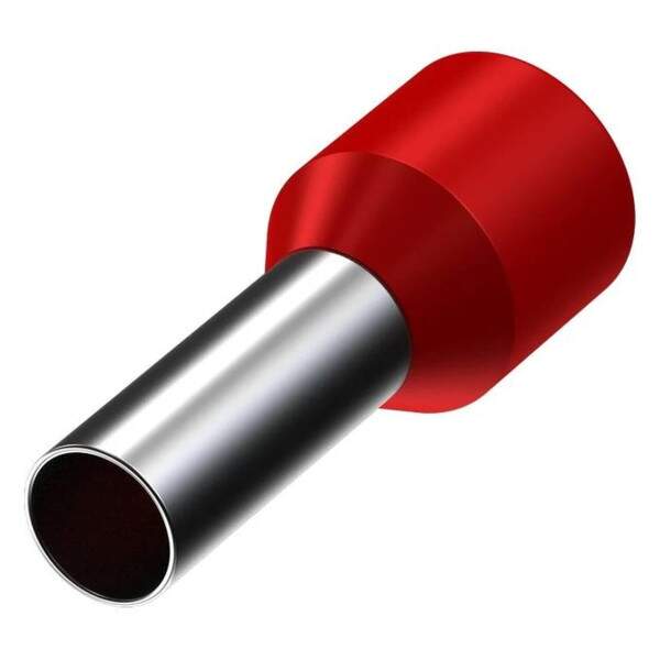 Terminal Ilhs Tubular Simples 10mm 50A Vermelho Decorlux - Pacote 100 unidades