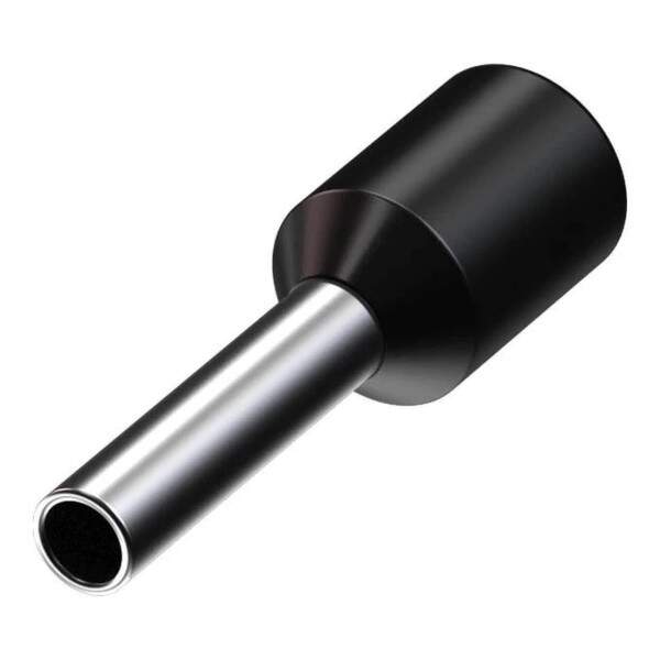 Terminal Ilhs Tubular Simples 1,5mm 15A Preto Decorlux - Pacote 100 unidades