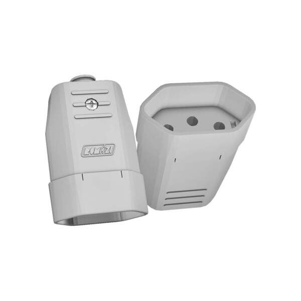 Plugue Femea 2P+T 10A 250v Cinza Romazi