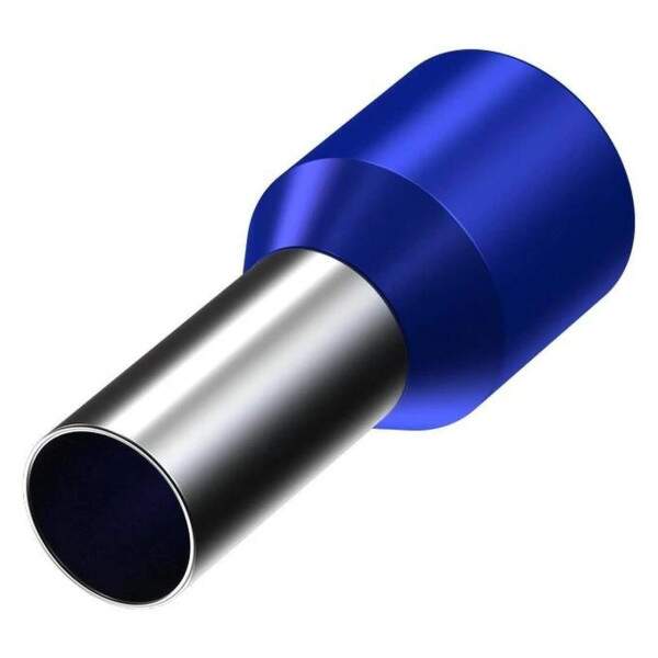 Terminal Ilhs Tubular Simples Curto 50mm 230A Azul Decorlux - Pacote 50 unidades