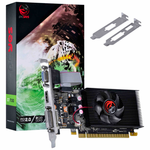 Placa de Vdeo Pcyes GT 730 2Gb DDR3 64 Bit Low Profile - PA7302DR364LP