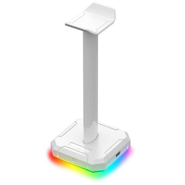 Suporte Headset Redragon Scepter Pro Lunar White RGB 4xUSB - HA300W