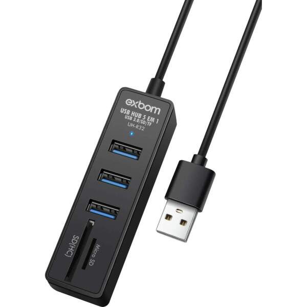 HUB USB 3.0 3 Portas + 2 Portas SD Exbom - UH-R32