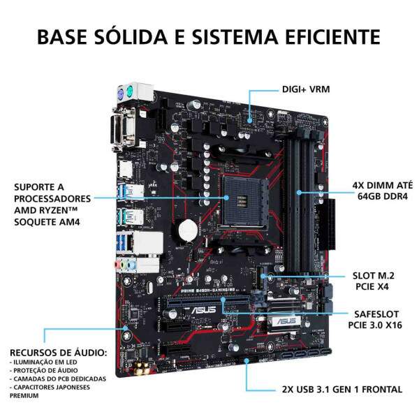 Placa-Me Asus Prime B450M Gaming/BR DDR4 AMD AM4