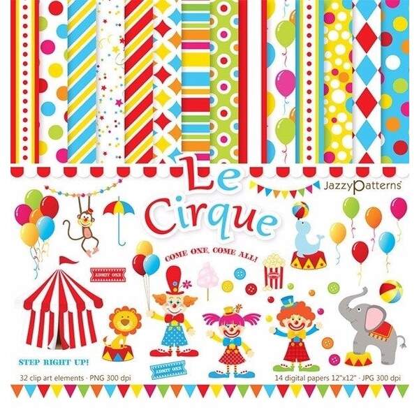 30 Kits Scrapbook Circo Papel Digital Png 730 Imagens+ Brind