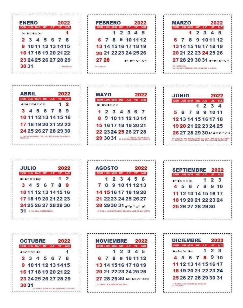 Imágenes imprimibles: calendarios mignon de ensueño Imágenes imprimibles: calendarios mignon de ensueño