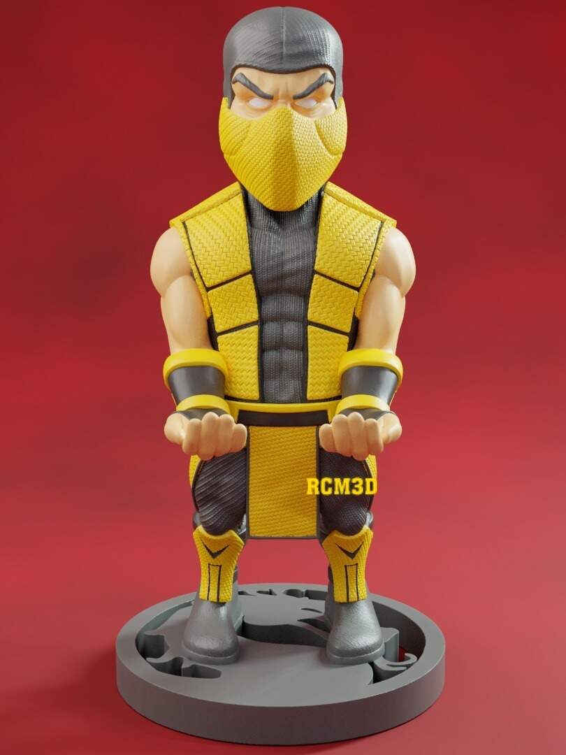 Archivo Stl Scorpion Mortal Kombat Soporte Joystick Celular