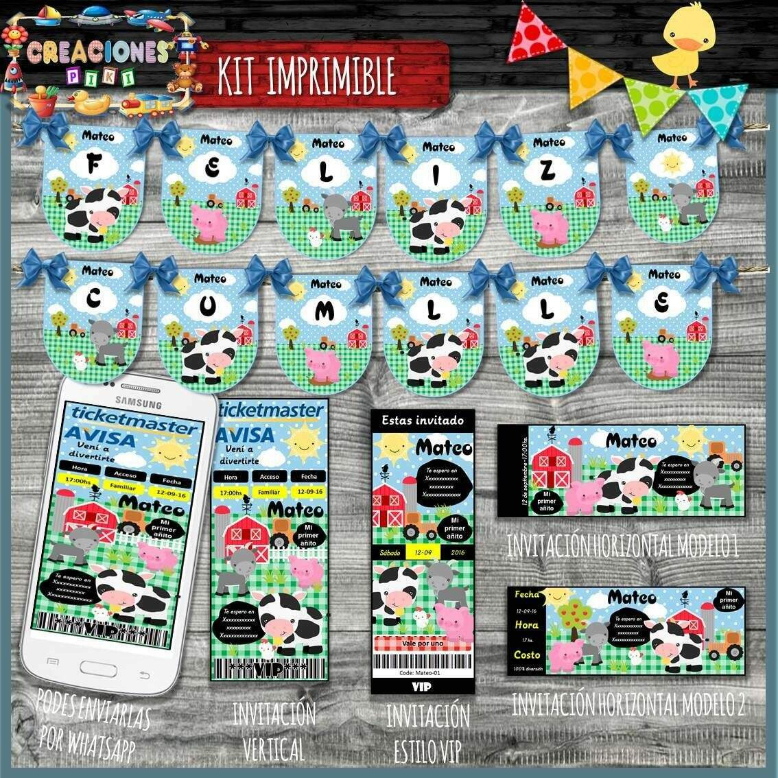 Kit Imprimible Candy Bar Animalitos De La Granja Completo