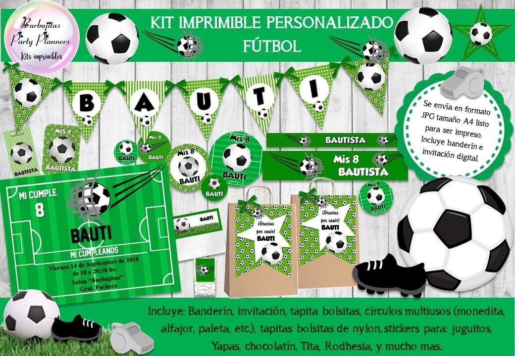 Kit Imprimible Candy Bar Futbol Personalizado