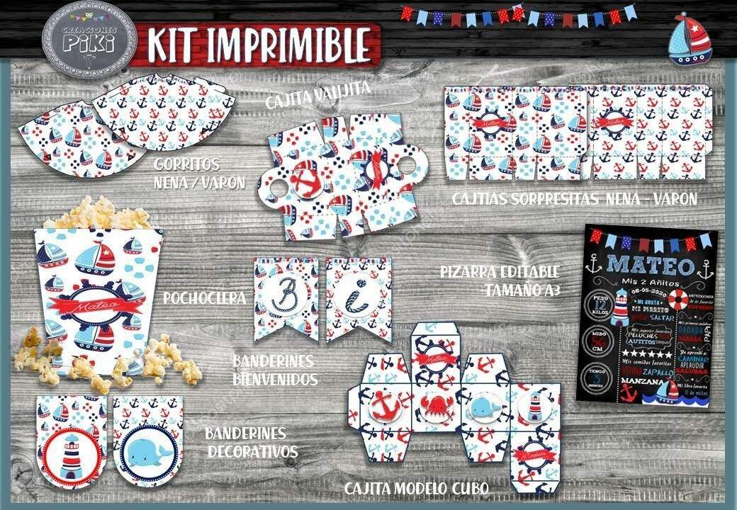 Kit Imprimible Candy Bar Marinero Marinerito Mas Completo