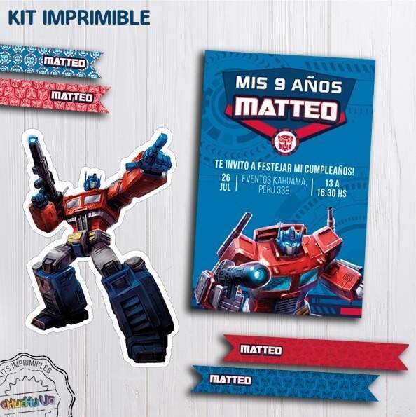Kit Imprimible Deco Optimus Prime Transformers Autobots