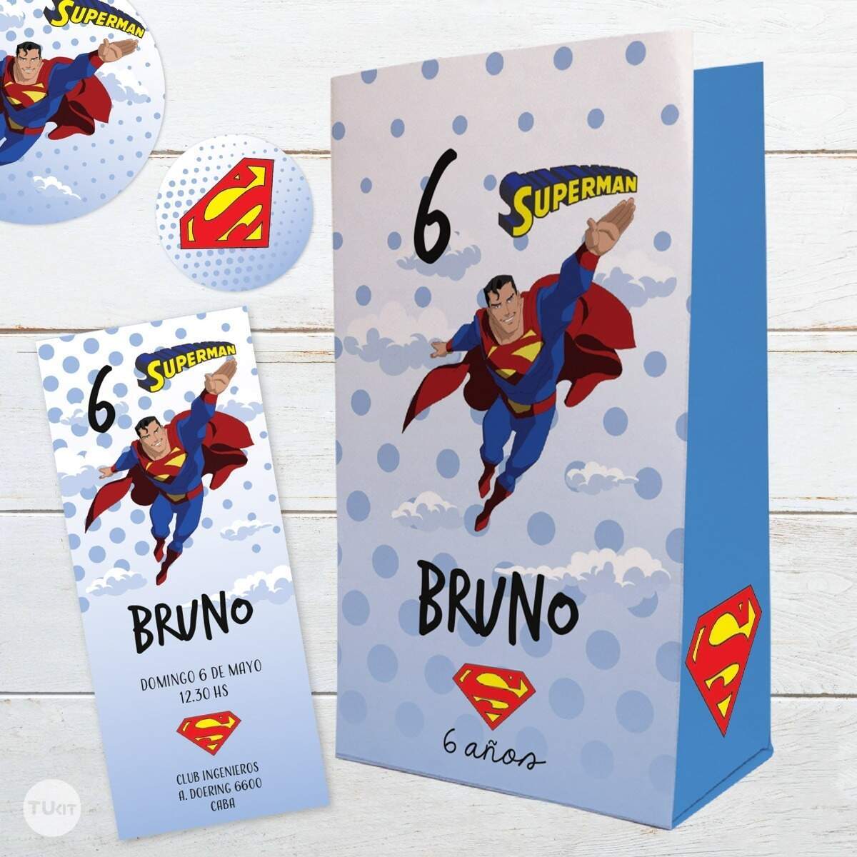 Kit Imprimible Super Heroes - Superman - Candy Bar Tukit