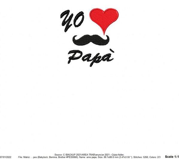 Matriz De Bordado Inb5716 Amo Papa