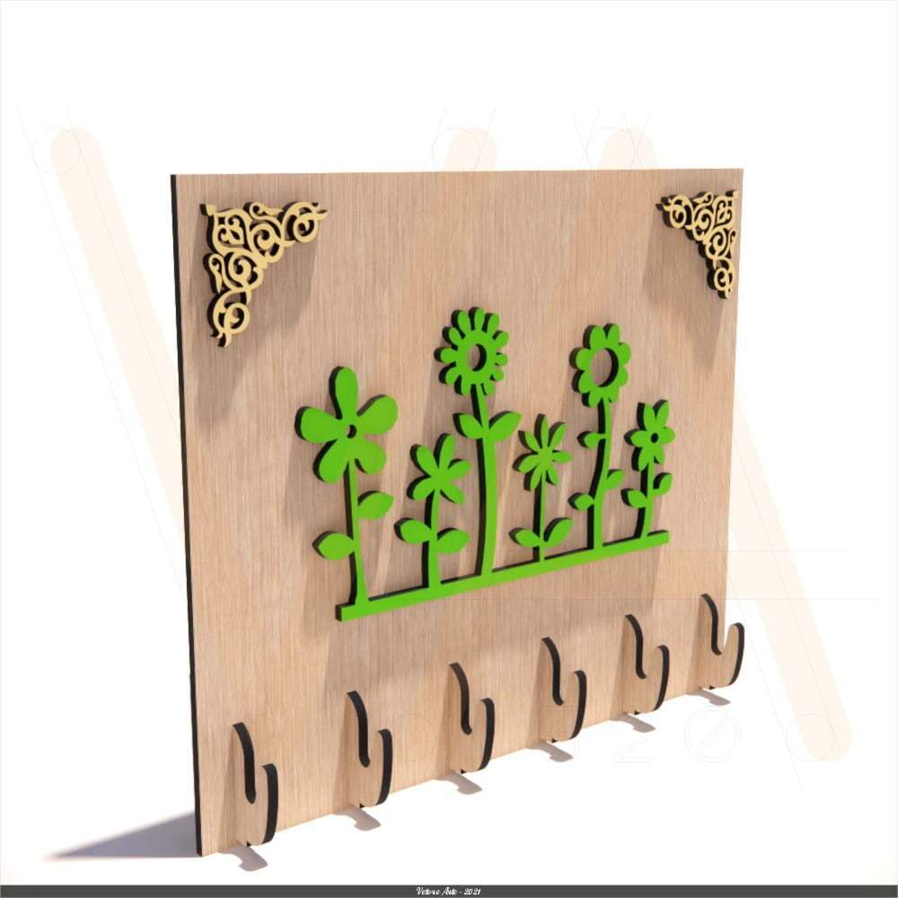 Vetor, Porta Chaves Garden, Cnc Laser Arquivos Silhouette e scanncut