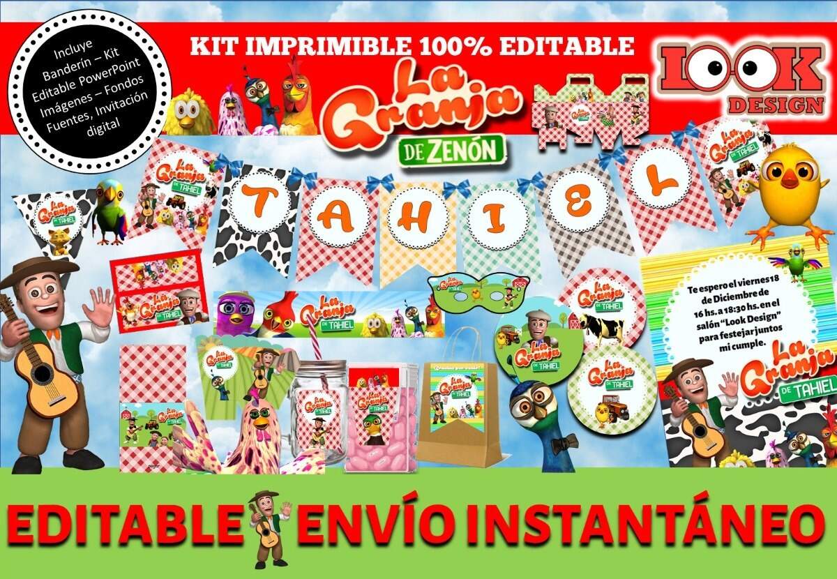 Kit Imprimible Candy Bar La Granja De Zenon 100 Editable