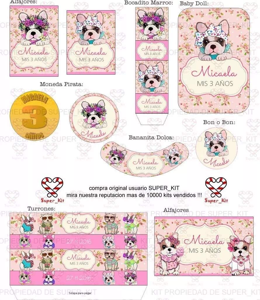 Kit Imprimible Simones Perritos Promo Candybar Invitaciones