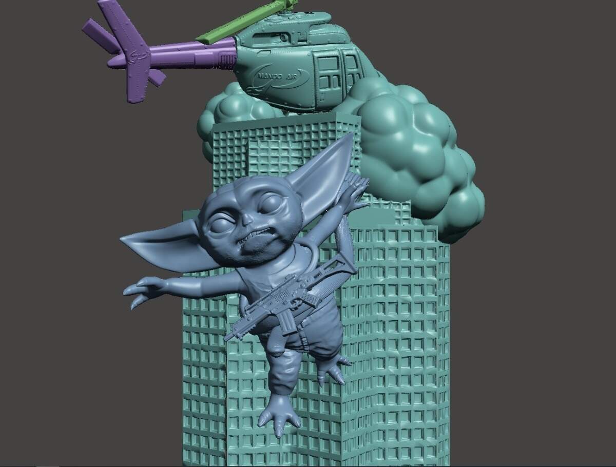 Grogu Diehard Xmas Tree Topper Hex Archivos Stl Impresión 3d Arquivos Silhouette e scanncut