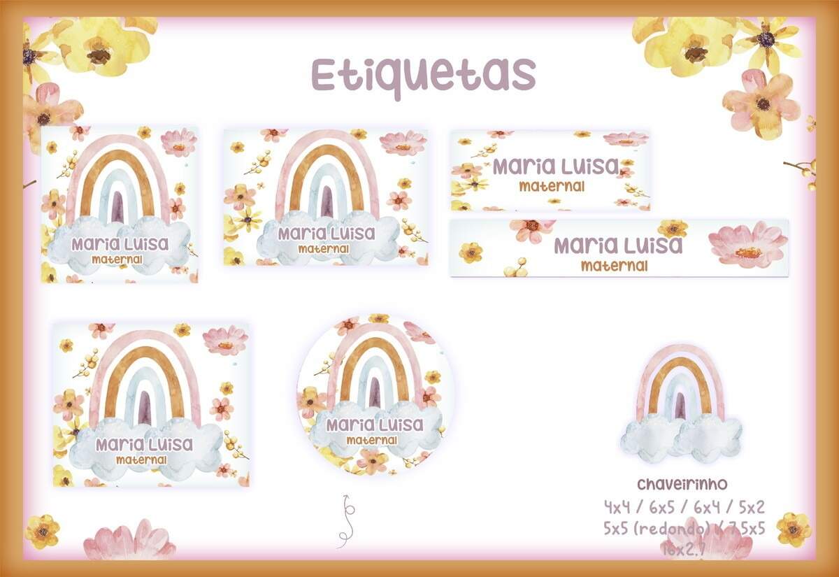 Arquivo Etiqueta Escolar Arco-íris Studio Pdf Png Cdr Dxf - Arquivos