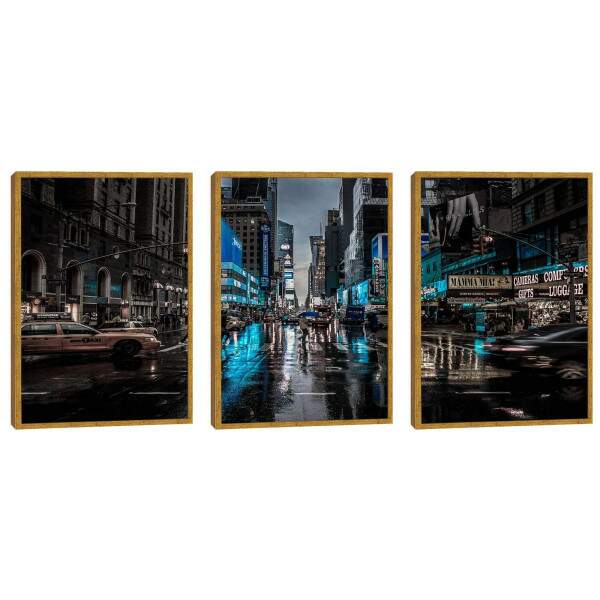 Quadro Decorativo Noite Chuvosa NY: Energia Vibrante
