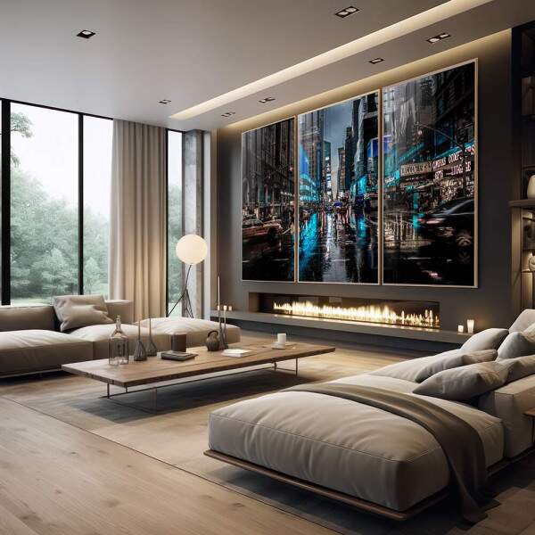 Quadro Decorativo Noite Chuvosa NY: Energia Vibrante