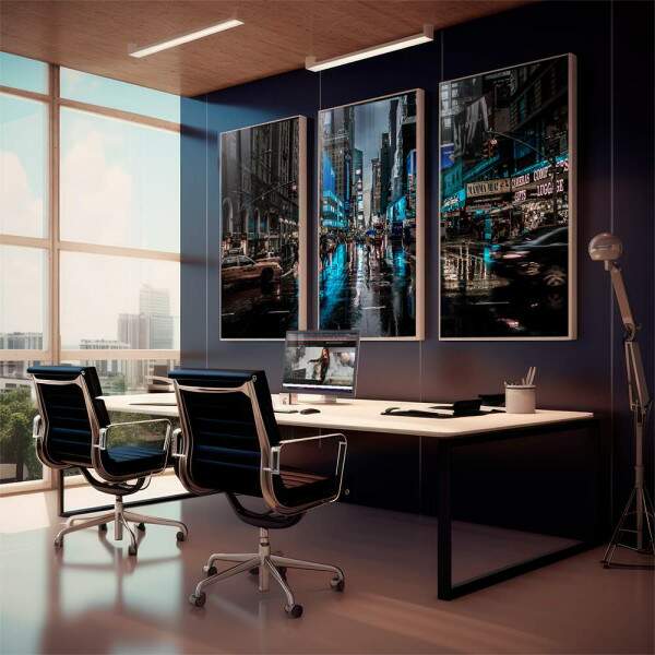 Quadro Decorativo Noite Chuvosa NY: Energia Vibrante