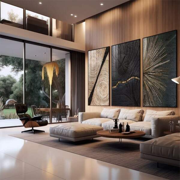 Quadro Decorativo Deslumbre Dourado: Luxo e Sofisticao