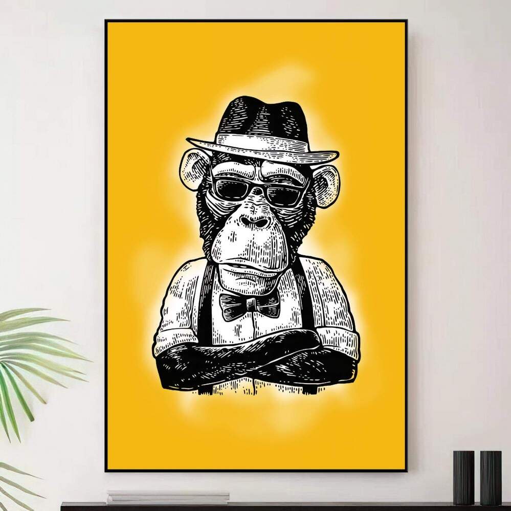 Quadro decorativo 1 Tela - Quadro Animado de Macacos Estilosos