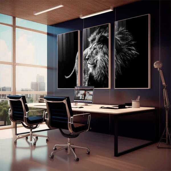 Quadro Decorativo Majestic Pride - Lees em Preto e Branco