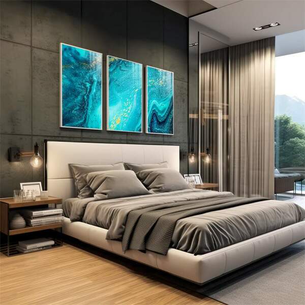 Quadro Decorativo Aquarela Azul: Toque de Sofisticao