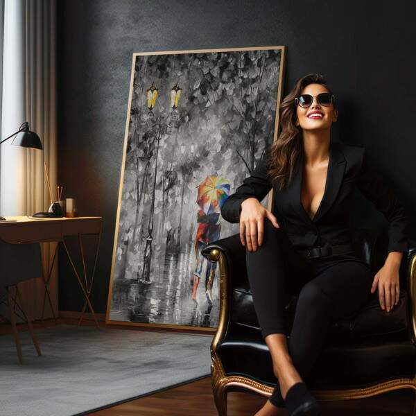 Quadro Decorativo: ntimo Momento de Amor na Chuva