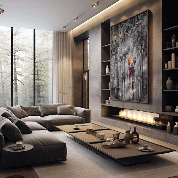 Quadro Decorativo: ntimo Momento de Amor na Chuva
