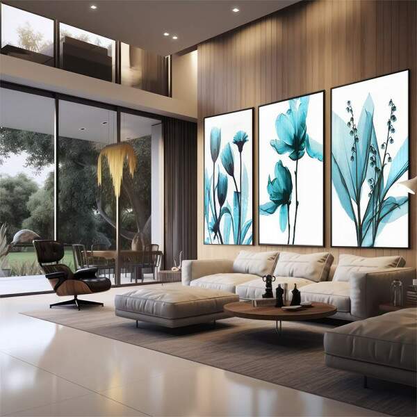 Quadro Decorativo Flores Azuis: Arte Suave que Encanta